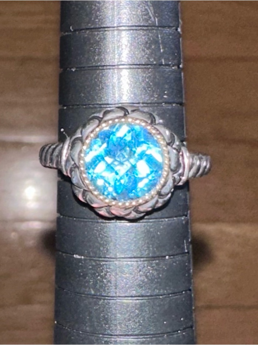 Effy Sterling Silver Ring with Bright Blue Topaz Center Stone